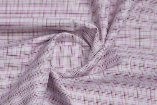 Linen Cotton Blend, Yarn Dyed Checks, Plain,White And Pink And BrownMen And Women, Unstitched Shirting Or Top Fabric