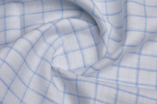 100% Linen,Piece Dyed,Plain,White And Sky Blue Men And Women, Unstitched Shirting Or Top Fabric
