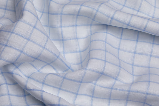 100% Linen,Piece Dyed,Plain,White And Sky Blue Men And Women, Unstitched Shirting Or Top Fabric
