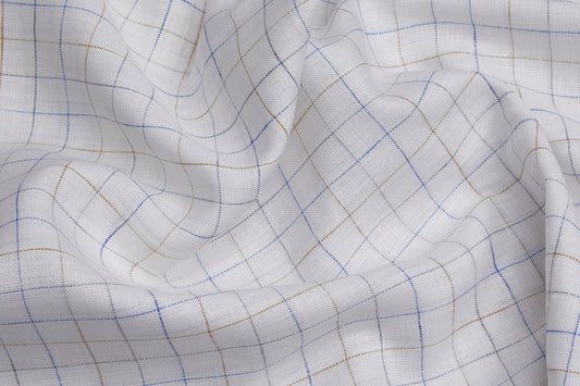 100% Linen,Bleach White,Plain,White And Blue and Brown Men And Women, Unstitched Shirting Or Top Fabric