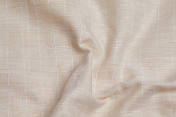 100% Linen, Yarn Dyed, Plain,Light Orange And White Men And Women, Unstitched Shirting Or Top Fabric