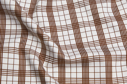 100% Giza Cotton, Yarn Dyed Stripe, Plain,White And Brown,Men And Women, Unstitched Shirting Or Top Fabric