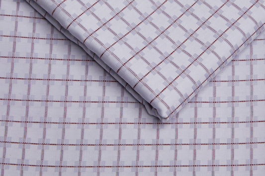 100% Giza Cotton, Yarn Dyed Checks, Dobby,White And Blue,Men And Women, Unstitched Shirting Or Top Fabric