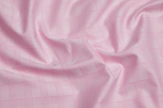 100% Giza Cotton, Yarn Dyed Stripe, Plain,Baby Pink,Men And Women, Unstitched Shirting Or Top Fabric