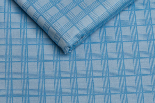 100% Giza Cotton, Yarn Dyed Stripe, Plain,Sky Blue,Men And Women, Unstitched Shirting Or Top Fabric