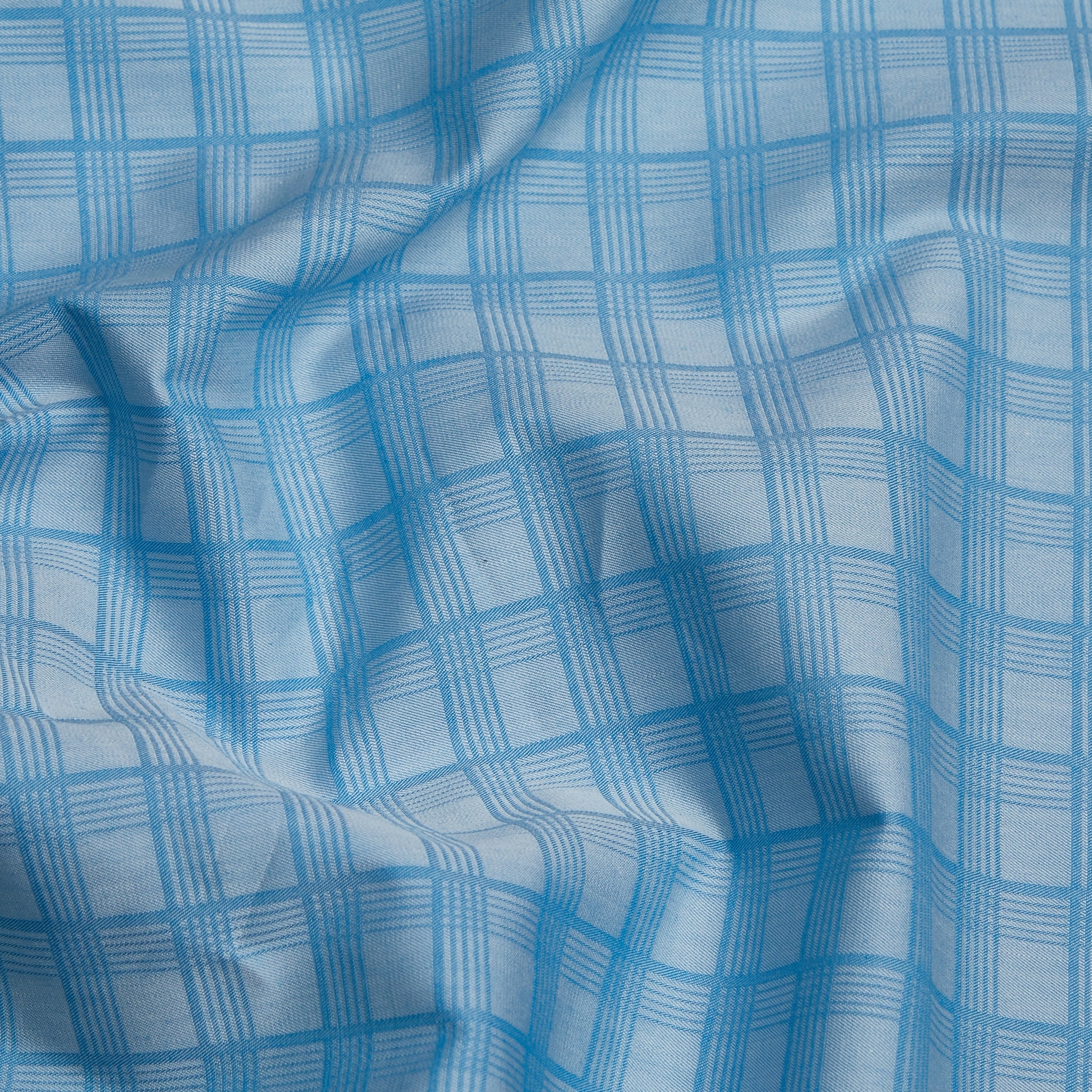 100% Giza Cotton, Yarn Dyed Stripe, Plain,Sky Blue,Men And Women, Unstitched Shirting Or Top Fabric