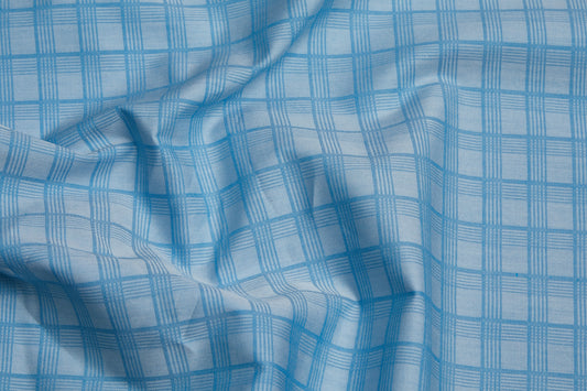 100% Giza Cotton, Yarn Dyed Stripe, Plain,Sky Blue,Men And Women, Unstitched Shirting Or Top Fabric