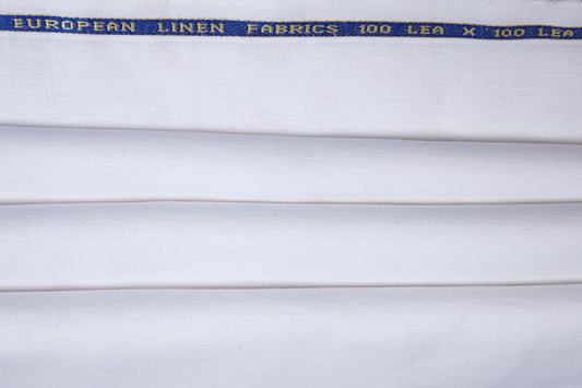 100% Linen 100 Lea ,Bleach White, Plain, White, Solid, Men And Women, Unstitched Shirting Or Top Fabric