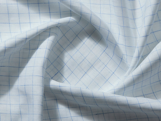 100% Linen, Yarn Dyed, Plain,White And Blue Men And Women, Unstitched Shirting Or Top Fabric