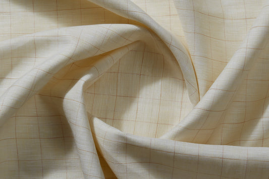 Linen Cotton Blend, Yarn Dyed, Plain,Lemon And Brown Men And Women, Unstitched Shirting Or Top Fabric