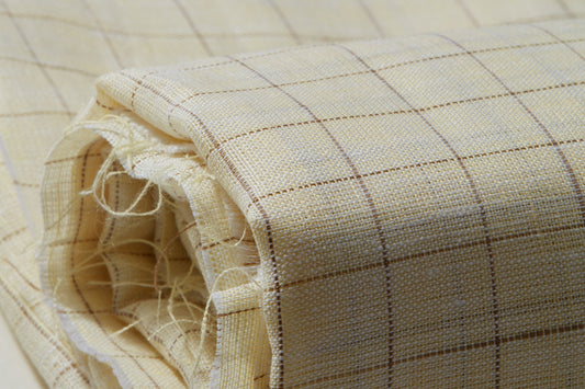 100% Linen, Yarn Dyed, Plain,Lemon And Brown Men And Women, Unstitched Shirting Or Top Fabric