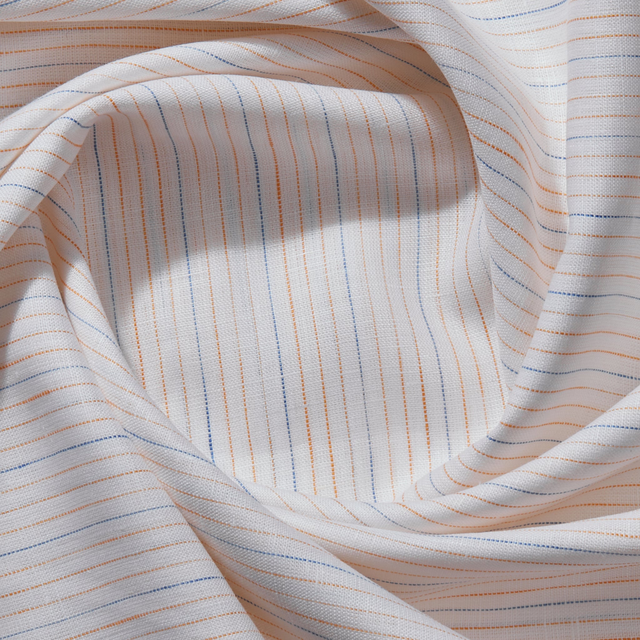 100% Linen,Piece Dyed,Plain,White Blue and OrangeMen And Women, Unstitched Shirting Or Top Fabric