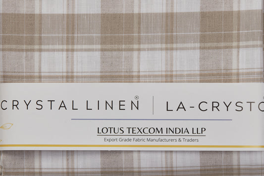 Linen Cotton Blend, Yarn Dyed Checks, Plain,White And BrownMen And Women, Unstitched Shirting Or Top Fabric