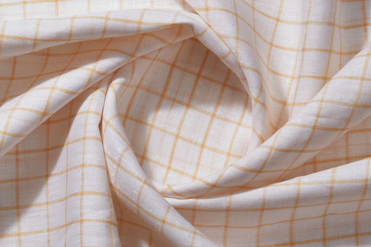 100% Linen, Yarn Dyed, Plain,White And Orange Men And Women, Unstitched Shirting Or Top Fabric