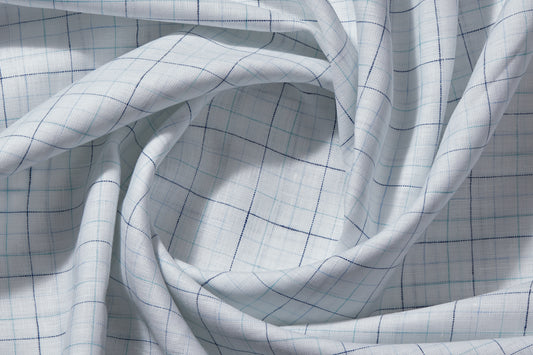 100% Linen, Yarn Dyed, Plain,White And Blue And Green Men And Women, Unstitched Shirting Or Top Fabric