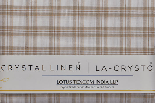 Linen Cotton Blend, Yarn Dyed Checks, Plain,White And BrownMen And Women, Unstitched Shirting Or Top Fabric