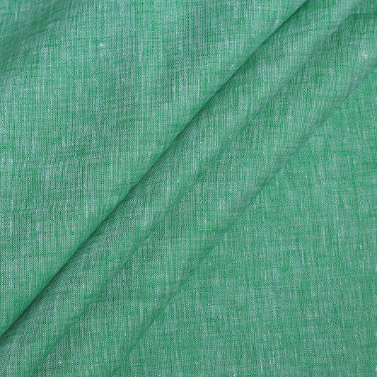 100% Linen, Yarn Dyed, Plain,Green, Men And Women, Unstitched Shirting Or Top Fabric