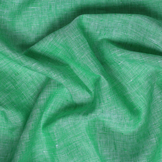 100% Linen, Yarn Dyed, Plain,Green, Men And Women, Unstitched Shirting Or Top Fabric